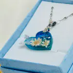 Colgante Corazón Azul con Flores