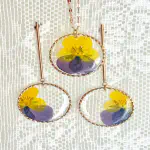 Conjunto Pensamientos Bicolor — Acero Dorado Rosa (Pendientes + Colgante)