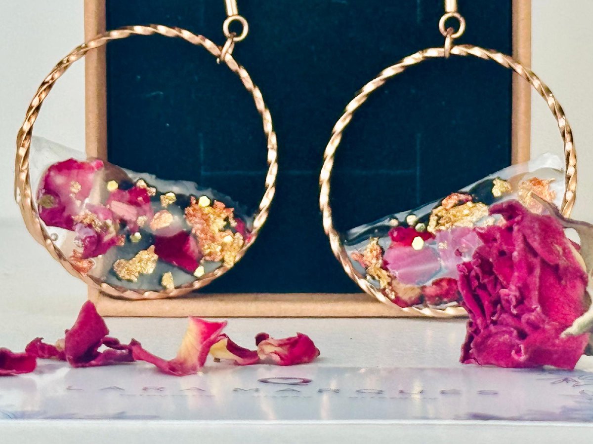Conjunto Rosa de Pitimini y Pan de Oro — Acero Dorado Rosa (Pendientes + Colgante)