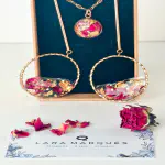 Conjunto Rosa de Pitimini y Pan de Oro — Acero Dorado Rosa (Pendientes + Colgante)