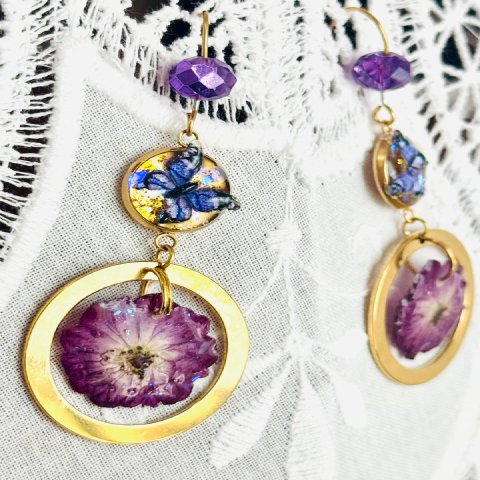 Pendientes Flor Morada con Amatista