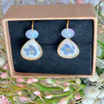 Gold Steel, Chalcedony & Forget-Me-Not Earrings