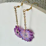 Yellow & Blue Pansy Earrings — Round Hoop