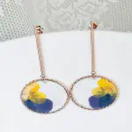 Yellow & Blue Pansy Earrings — Round Hoop