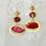 Pendientes Rosa Roja con Pan de Oro