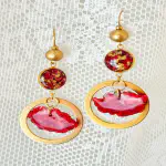 Pendientes Rosa Roja con Pan de Oro
